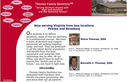 Image of old Thomas Family Dentistry Website